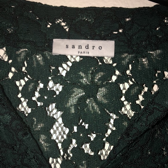 Sandro Paris lace Forest green dress sz 2 - Picture 2 of 9